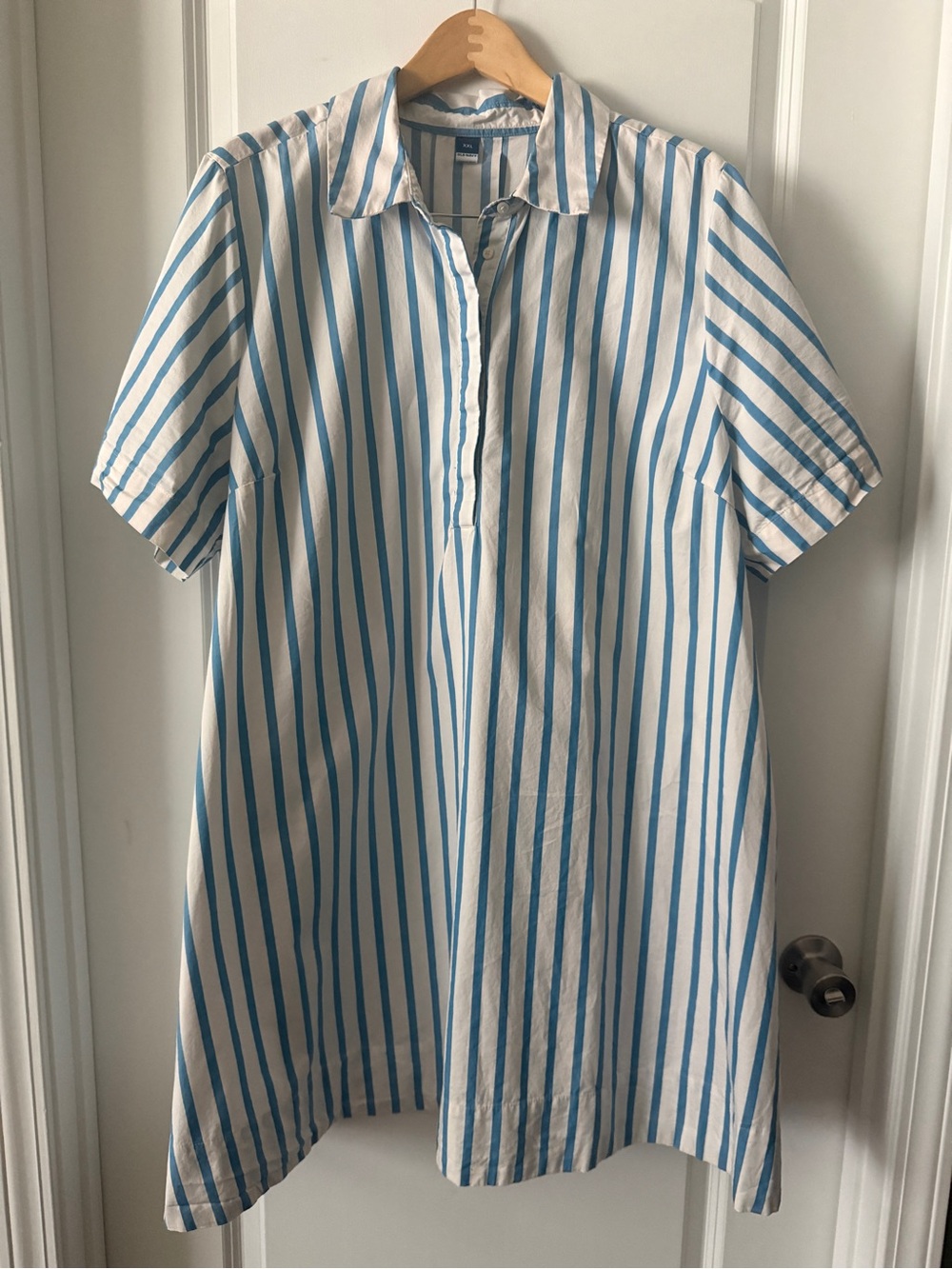 Old Navy Blue and White Striped Shirt Dress - Picture 2 of 3